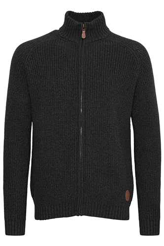 Solid Xenos Herren Strickjacke Cardigan Grobstrick Winter Pullover mit Stehkragen, Größe:XL, Farbe:Dark Grey Melange (8288) von Solid