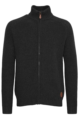Solid Xenos Herren Strickjacke Cardigan Grobstrick Winter Pullover mit Stehkragen, Größe:XXL, Farbe:Dark Grey Melange (8288) von Solid