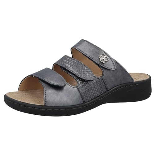 Solidus Damen Pantolette Leder/Leder geprägt medium Fußbett: herausnehmbar 5,5 Tresor Grafiti Pearl/Tresor Grafiti Pearl Bast schwarz von Solidus