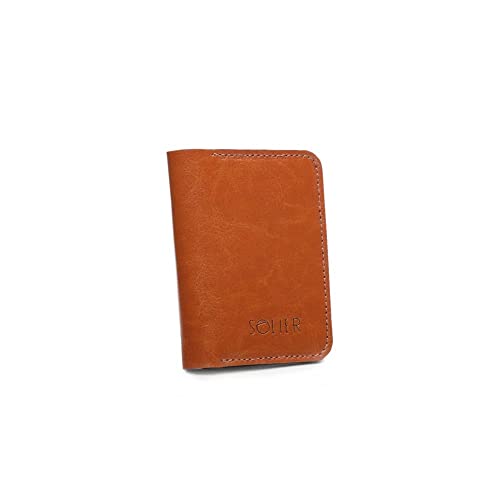 Solier - Schmales Herren-Portemonnaie aus Leder mit Münzhalter - Slim SW16 - Kamel von Solier