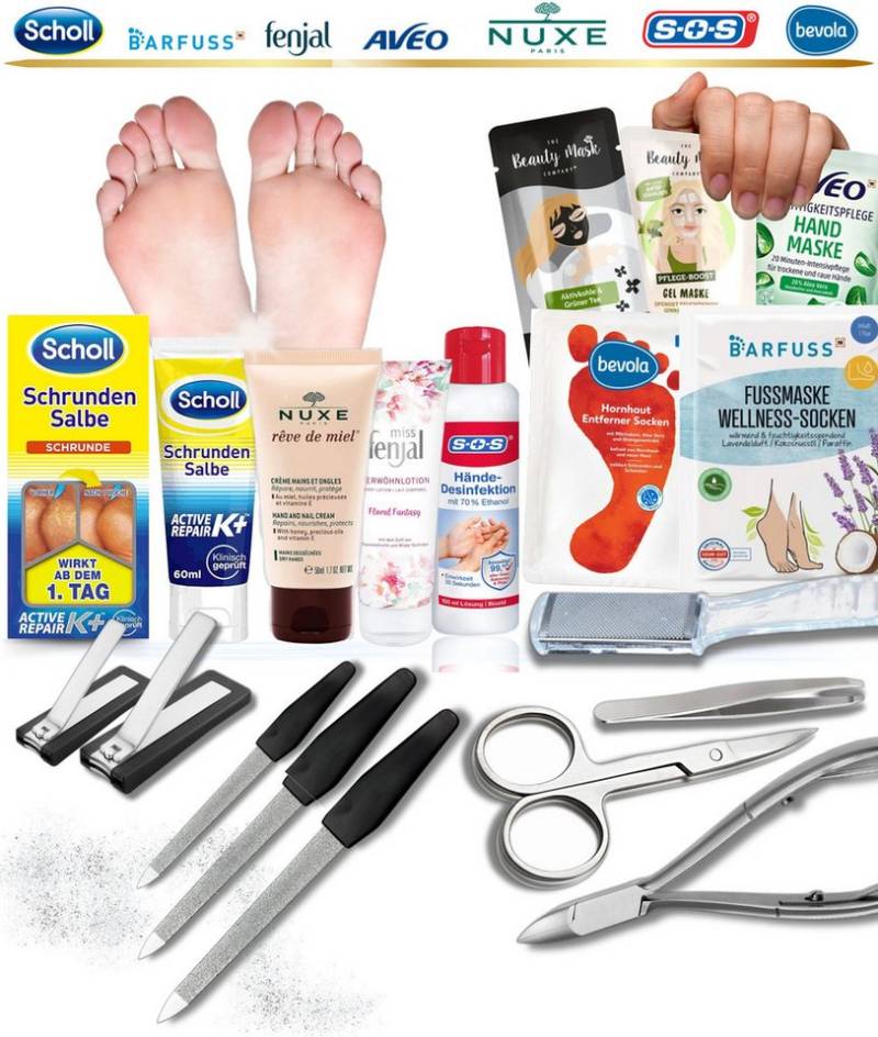 Solingen Maniküre-Pediküre-Set Haut-/ Nagel-/ Gesichtspflege + Edelstahl Nagelwerkzeuge, 18-tlg. von Solingen