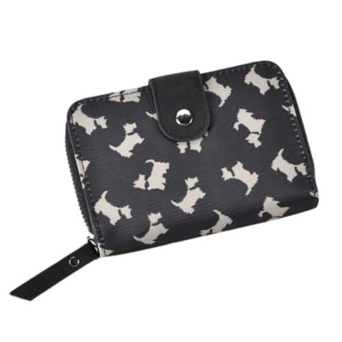 Scotty Dog Print Purse - Compact Zip Around Wallet with Popper Tab - RFID Protected - Lightweight & Stylish - Black von Solis Accessories