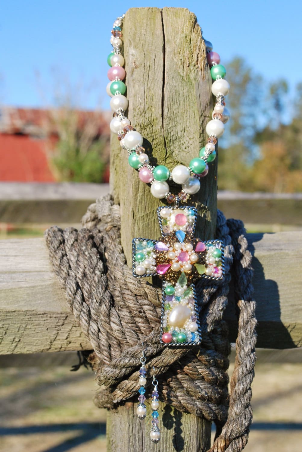 Set - Westlichen Rodeo Cowgirl Handgefertigte Artisan Christian Halskette Mit Passenden Ohrringe Set - Westlichen Rodeo Cowgirl Handgefertigte Artisan Christian Halskette Mit Passenden Ohrringe von SolisOccasusBling