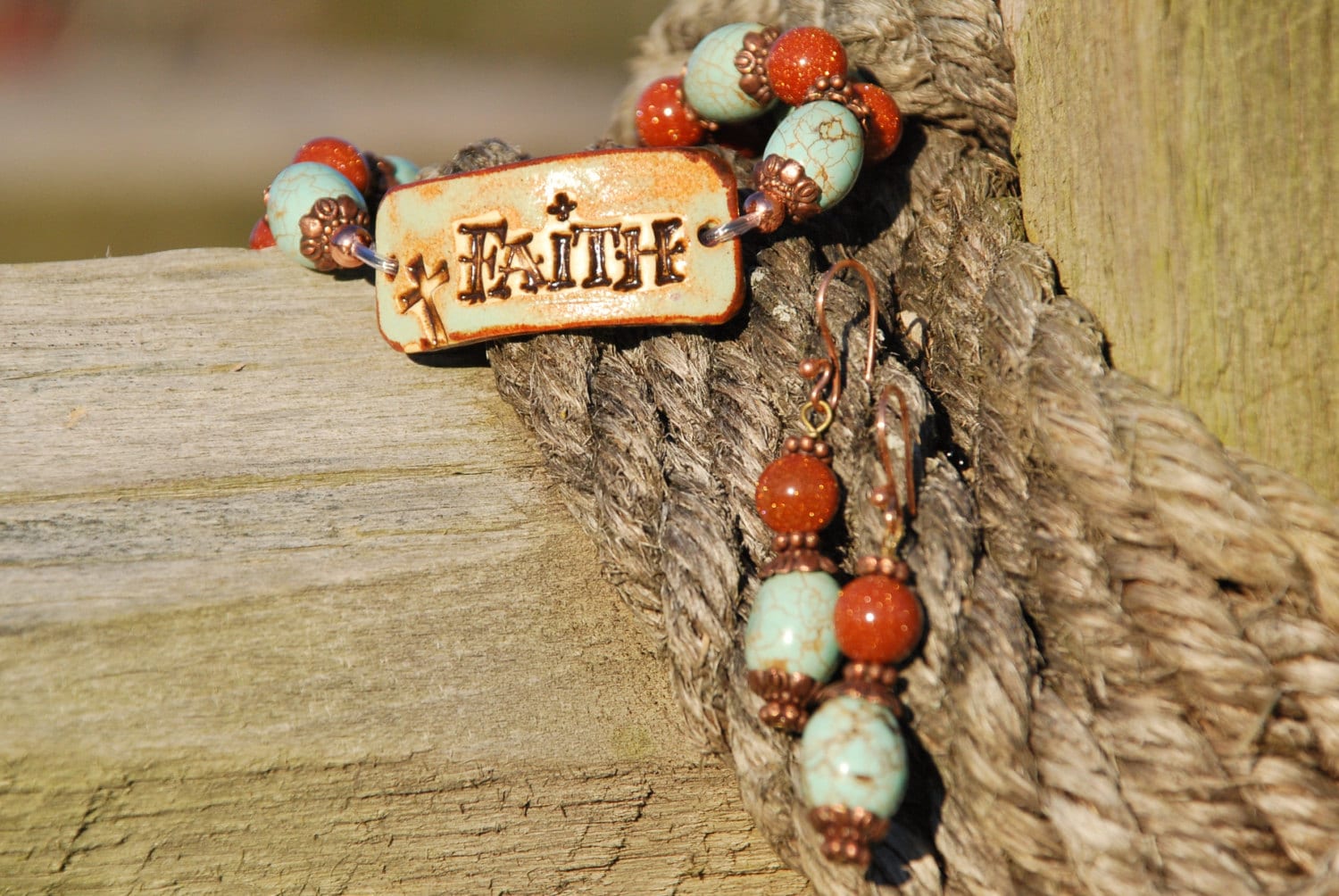 Set - Westlichen Rodeo Cowgirl Handgemachte Handwerker Ton Anhänger Armband Mit Passenden Ohrringen Set - Westlichen Rodeo Cowgirl Handgemachte Handwerker Ton Anhänger Armband Mit Passenden Ohrringen von SolisOccasusBling