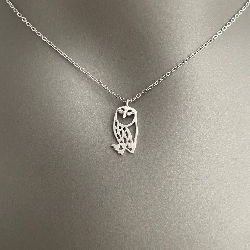 Eulen-Geist-Halskette - Versilbert Cutout Anhänger | Symboltier Schmuck Wisdom Geschenk Für Sie von Solistar