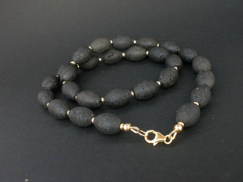 Schwarze Lava Barrel Form 14Kt Gold Filled Halskette, Schwarz Und Power Halskette Lavastein Schwarze Lava Barrel Form 14Kt Gold Filled Halskette, Schwarz Und Power Halskette Lavastein von SolitaryMountain