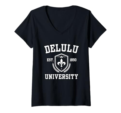 Damen Delulu University East 1890 T-Shirt mit V-Ausschnitt Damen Delulu University East 1890 T-Shirt mit V-Ausschnitt von Sollomio