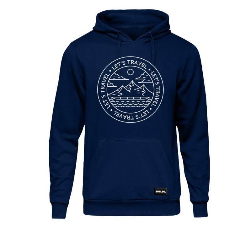 Sollso. Kapuzensweatshirt SOLLSO. Premium Hoodie "Let’s Travel", blau von Sollso.