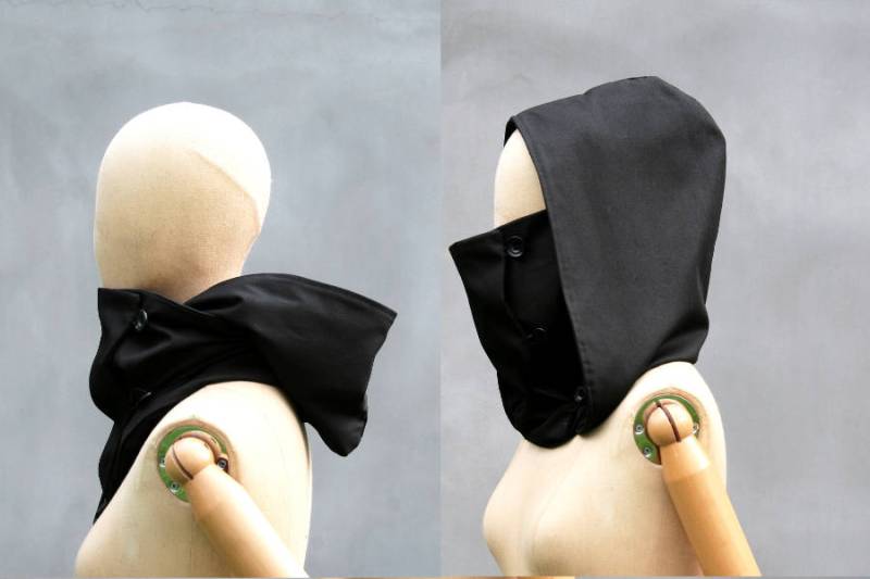 Schwarzer Kapuzenschal, Unisex, Bio-Baumwolle Und Baumwolle, Unisex, Umweltfreundlich, Herren, Frühling, Solmode von SolmodeDesign