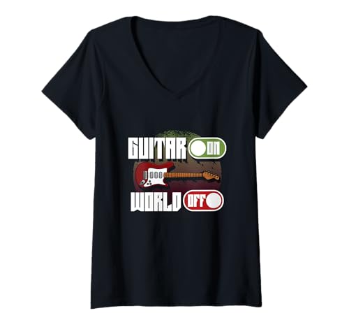 Damen Gitarre On World Off T-Shirt mit V-Ausschnitt Damen Gitarre On World Off T-Shirt mit V-Ausschnitt von Solo Mode Threads