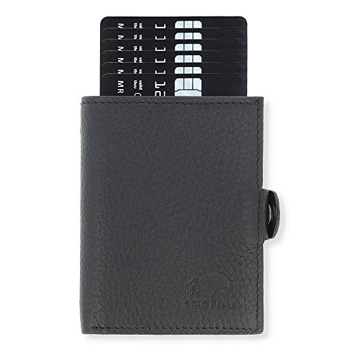 NEU: SOLO PELLE® Slim Wallet mit Münzfach [12 Karten] Slimwallet Riva [RFID-Schutz] Kartenetui mit Münzfach [Leder] Smart Wallet für Männer und Damen (Matt Schwarz) von Solo Pelle