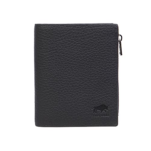 Solo Pelle® Slim Wallet KOMPA mit Münzfach [bis zu 13 Karten] Slimwallet [RFID-Schutz] Kartenetui [Leder] Smart Wallet für Männer und Damen (Matt Schwarz) von Solo Pelle