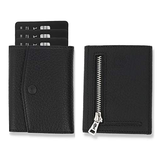 Solo Pelle® Leder I Slim Wallet mit Münzfach I Geldbeutel mit RFID Schutz I Platz für mindestens 12 Karten I Mini Portemonnaie für Herren und Damen I Geldbörse (Schwarz, mit Münzfach) von Solo Pelle