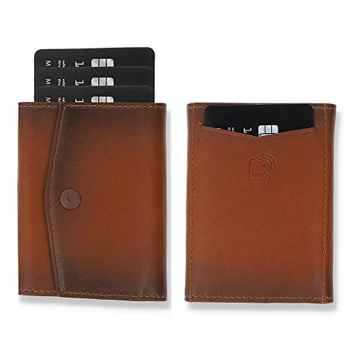 Solo Pelle® Leder I Slim Wallet ohne Münzfach I Geldbeutel mit RFID Schutz I Platz für mindestens 12 Karten I Mini Portemonnaie für Herren und Damen I Geldbörse (Cognac Braun, ohne Münzfach) von Solo Pelle