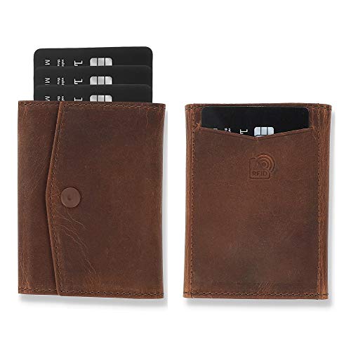 Solo Pelle® Leder I Slim Wallet ohne Münzfach I Geldbeutel mit RFID Schutz I Platz für mindestens 12 Karten I Mini Portemonnaie für Herren und Damen I Geldbörse (Vintage Braun) von Solo Pelle