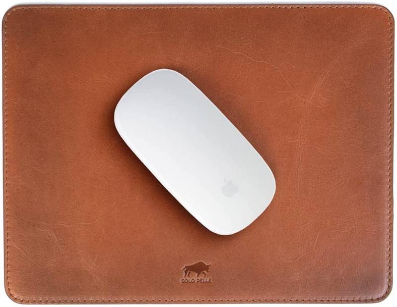 Solo Pelle Geldbörse Hochwertiges Leder Mousepad 26x20 cm - Mauspad aus echtem Leder, Mauspad aus echtem europäischem Leder von Solo Pelle