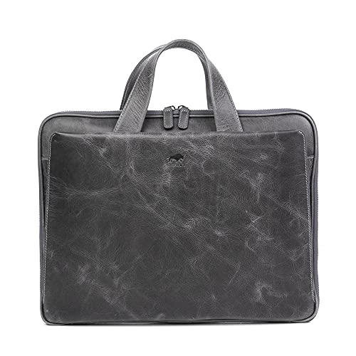 Solo Pelle Ledertasche/Businesstasche/Arbeitstasche Brüssel für das Apple Macbook Pro 16 Zoll Tasche aus echtem Leder (Steingrau) von Solo Pelle