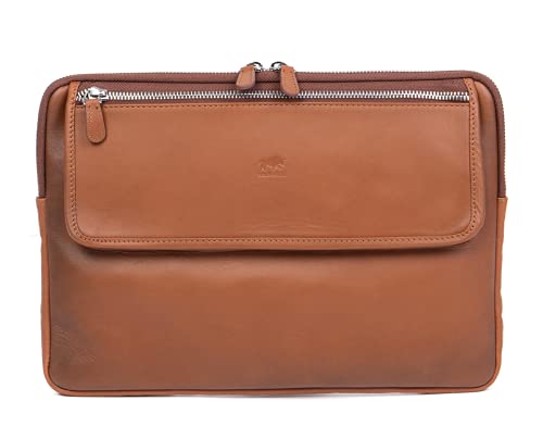 Solo Pelle Ledertasche/Businesstasche/Arbeitstasche ROM für das Apple MacBook Pro 16 & 15 oder auch für weitere Laptops bis 16 Zoll Tasche aus echtem Leder (Cognac Braun Effekt) von Solo Pelle