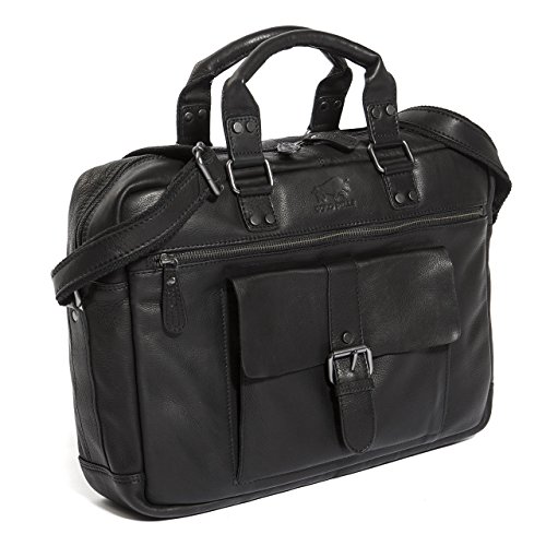 Solo Pelle Messenger Ledertasche/Umhängetasche aus echtem Leder Model: Amsterdam (geeignet für 15,6 Zoll Laptop`s) in Schwarz von Solo Pelle