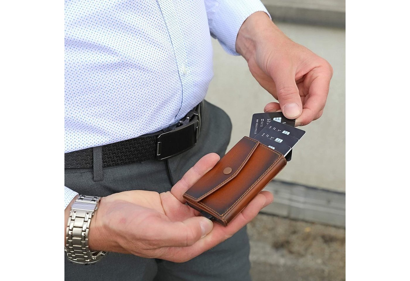 Solo Pelle Mini Geldbörse Kartenetui, Kreditkartenetui, Leder Geldbörse Slim Wallet Münzfach, echtes Leder aus Europa, elegantes Design mit RFID Schutz von Solo Pelle