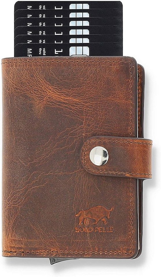 Solo Pelle Mini Geldbörse Q-Wallet Leder Geldbörse mit integriertem Kartenetui für 15 Karten, Echt Leder, Made in Europe, in elegantem Design mit RFID Schutz von Solo Pelle