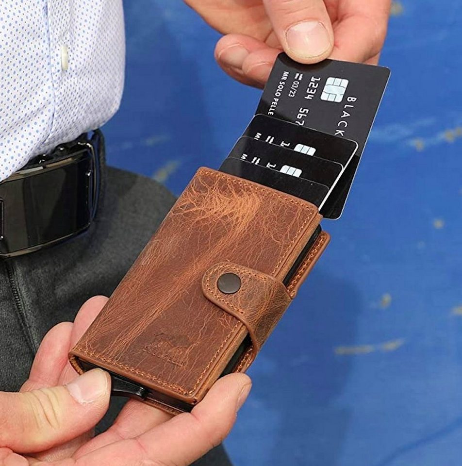 Solo Pelle Mini Geldbörse Slim Wallet Mondo ohne Münzfach [bis zu 13 Karten] [RFID-Schutz], echt Leder, Made in Europe, mit RFID Schutz von Solo Pelle