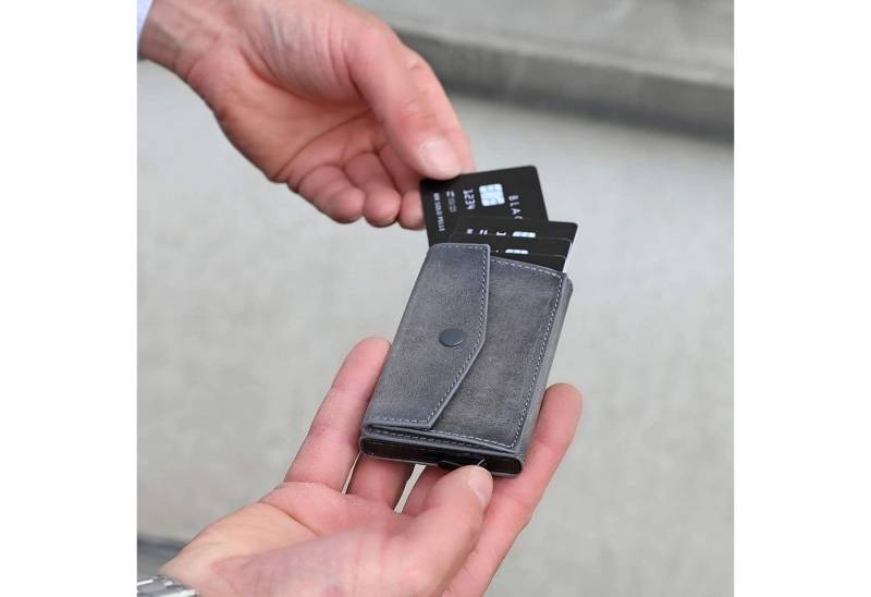 Solo Pelle Mini Geldbörse Kartenetui, Kreditkartenetui, Leder Geldbörse Slim Wallet Münzfach, echtes Leder aus Europa, elegantes Design mit RFID Schutz von Solo Pelle