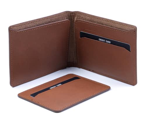 Solo Pelle Slim Wallet aus echtem Leder Platz für 4-8 Karten magnetisch abnehmares Kartenetui in Cognac Braun von Solo Pelle