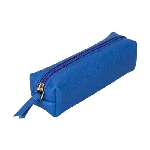 Stifte-Etui, Stylisches Stiftemäppchen mit Reißverschluss, Tasche für Kugelschreiber, Füller, Pinsel etc, Federmäppchen für Schule, Uni & Büro, Schminktasche Multibox (Blau) von Solo Pelle