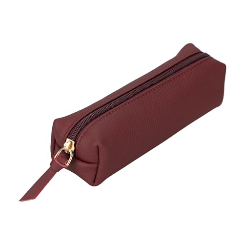 Stifte-Etui, Stylisches Stiftemäppchen mit Reißverschluss, Tasche für Kugelschreiber, Füller, Pinsel etc, Federmäppchen für Schule, Uni & Büro, Schminktasche Multibox (Bordeaux Rot) von Solo Pelle