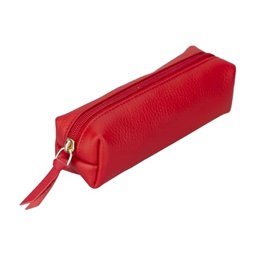 Stifte-Etui, Stylisches Stiftemäppchen mit Reißverschluss, Tasche für Kugelschreiber, Füller, Pinsel etc, Federmäppchen für Schule, Uni & Büro, Schminktasche Multibox (Rot) von Solo Pelle