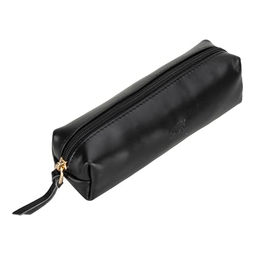 Stifte-Etui, Stylisches Stiftemäppchen mit Reißverschluss, Tasche für Kugelschreiber, Füller, Pinsel etc, Federmäppchen für Schule, Uni & Büro, Schminktasche Multibox (Schwarz) von Solo Pelle