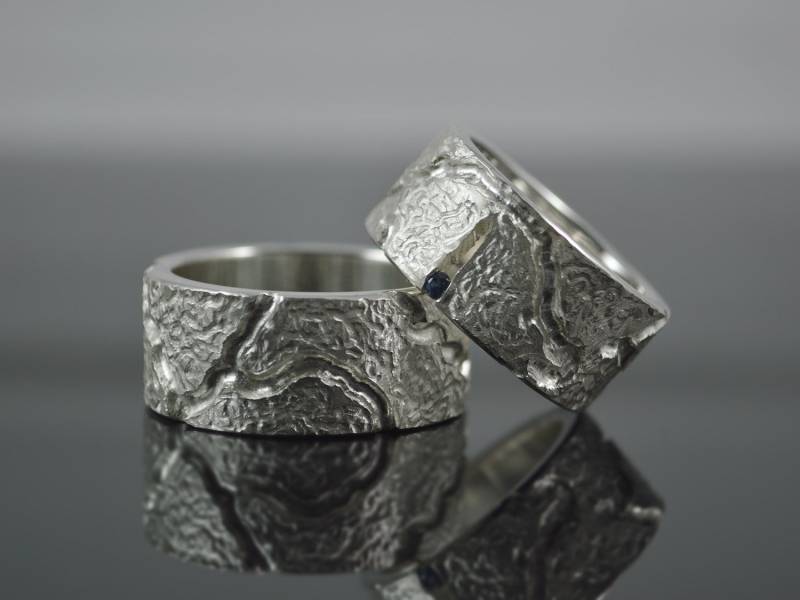 Partnerringe/Trauringe Silber Mit Saphir von Solo1Unikatschmuck