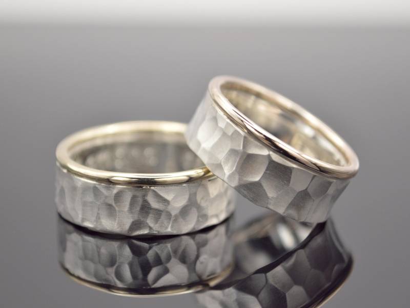 Silber /Gold Partnerringe/ Eheringe "Forever" von Solo1Unikatschmuck