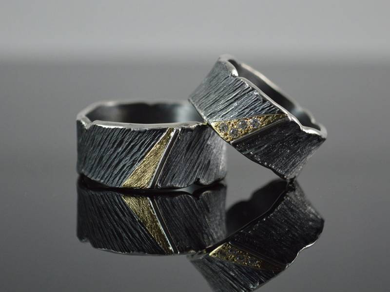 Trauringe, Partnerringe, Verlobungsringe Aus 925Er Silber/ 750Er Gelbgold Mit Brillanten "Venus Y Marte" von Solo1Unikatschmuck