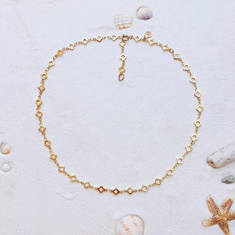 Clover Halskette Gold Wem Wünscht Du Glück? Vergoldet, Elegant, Zierlich, Oder Silber, Ornament, Verstellbar, Kombinierbar von SoloIoStudio