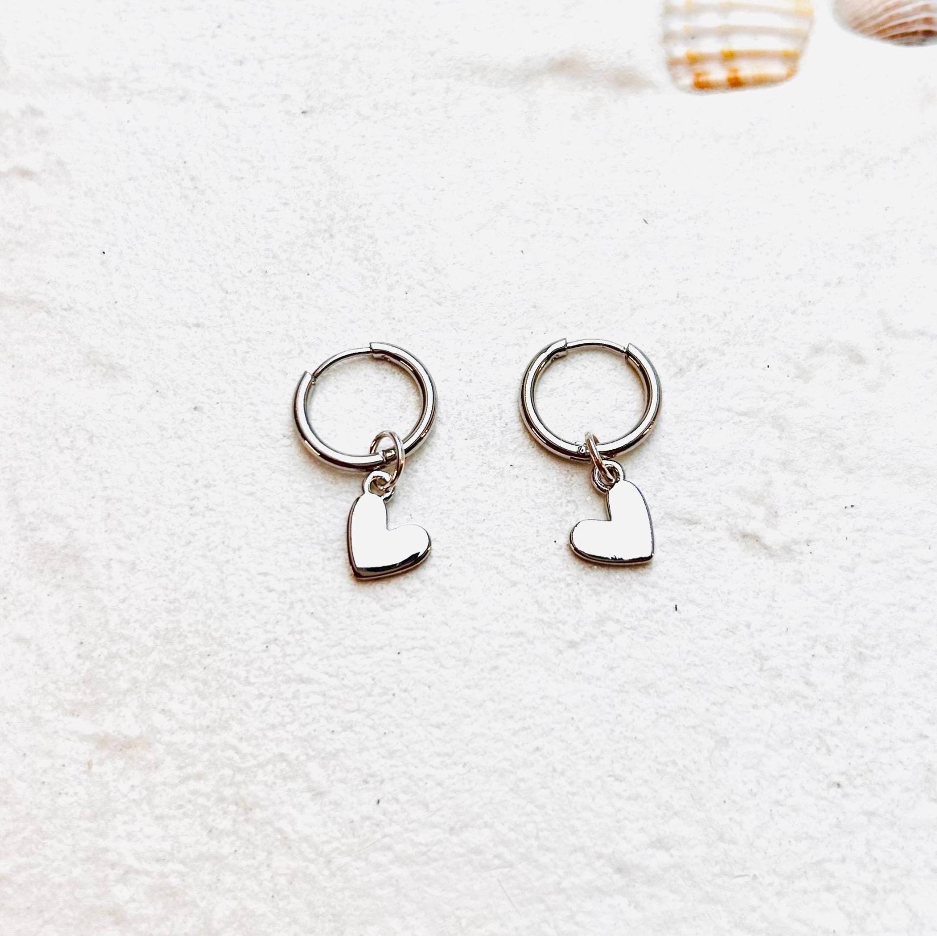 Heart To Ohrringe Silber Anhänger Abnehmbar, Herz, Vergoldet, Creole, Zeitlos, Elegant, Zwei in Einem, Vielseitig von SoloIoStudio