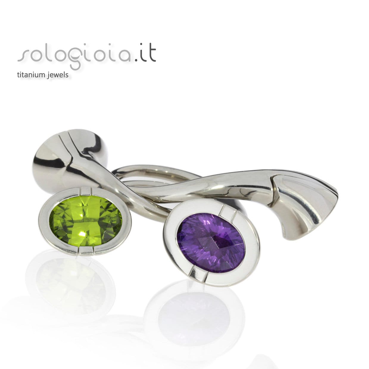 Röhrenförmige Titanringe Verziert Mit Edelsteinen - Pfeifenring von Sologioia