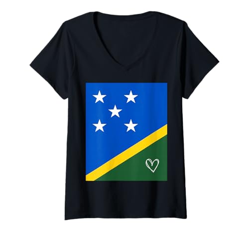 Damen Salomoninseln Flagge Salomon Islander Herz Proud Heritage T-Shirt mit V-Ausschnitt Damen Salomoninseln Flagge Salomon Islander Herz Proud Heritage T-Shirt mit V-Ausschnitt von Solomon Islands Flag Solomon Islander Gifts Idea