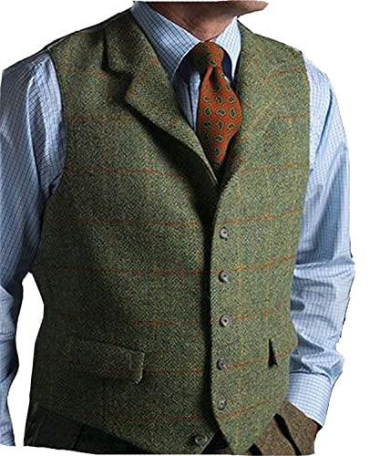 Solove-Suit Herren Casual Plaid AnzugWeste Tweed Slim Fit Weste for Hochzeits-Trauzeugen(Green,XXXL) von Solove-Suit
