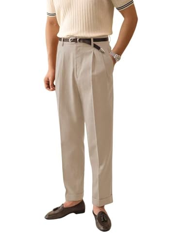 Solovedress Herren Hose Sommer Leinenhose Lang Leicht Freizeithose für Männer Strandhose Urlaub(Beige,34W32L) von Solovedress