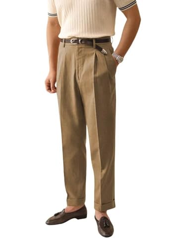 Solovedress Herren Hose Sommer Leinenhose Lang Leicht Freizeithose für Männer Strandhose Urlaub(Brown,34W32L) von Solovedress