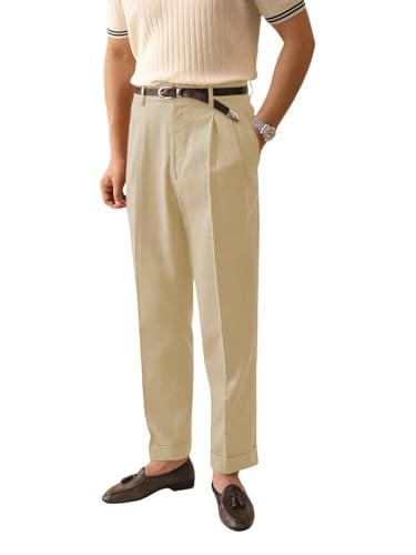 Solovedress Herren Hose Sommer Leinenhose Lang Leicht Freizeithose für Männer Strandhose Urlaub(Champagne,40W32L) von Solovedress