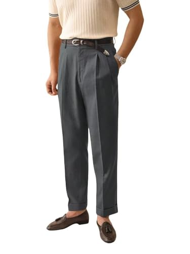 Solovedress Herren Hose Sommer Leinenhose Lang Leicht Freizeithose für Männer Strandhose Urlaub(Grey,32W30L) von Solovedress