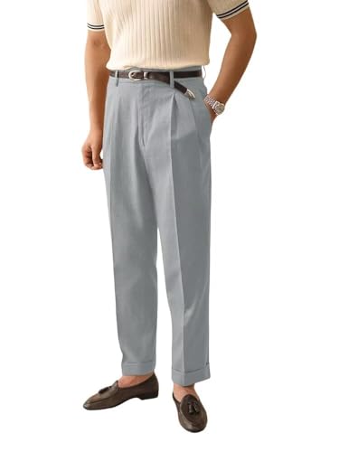 Solovedress Herren Hose Sommer Leinenhose Lang Leicht Freizeithose für Männer Strandhose Urlaub(Light Grey,34W32L) von Solovedress