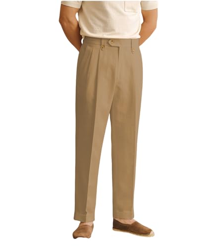 Solovedress Herren Hose Sommer Leinenhose Lang Leicht Sommerhose Loose Fit Freizeithose für Männer Strandhose Urlaub(Brown,32W32L) von Solovedress