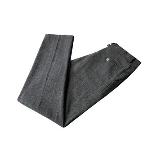 Solovedress Herren Klassische Anzug Hose Business Straight Fit Karohose Trousers für formelle Anlässe(Black,38W32L) von Solovedress