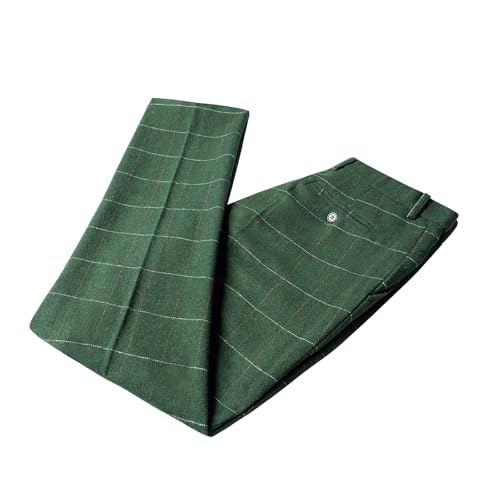 Solovedress Herren Klassische Anzug Hose Business Straight Fit Karohose Trousers für formelle Anlässe(Green,38W30L) von Solovedress