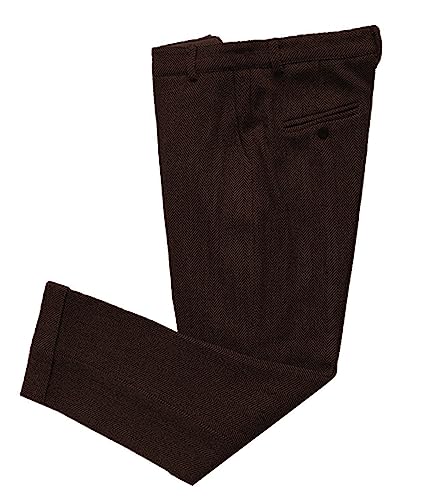 Solovedress Herren Vintage Tweed Kleid Hosen Herringbone Regular Fit Business Anzug Hosen(Coffee,32W30L) von Solovedress