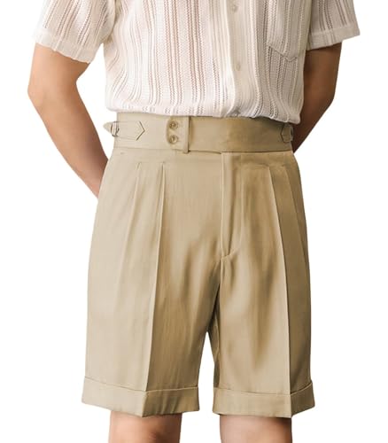 Solovedress Kurze Herren Hosen Sommer Fitness Regular Fit Männer Shorts für Hochzeitsfeie(Champagner,34W) von Solovedress